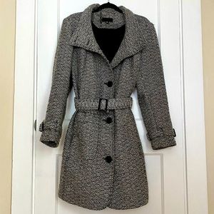 WORTHINGTON Black & White Tweed Trench Coat
